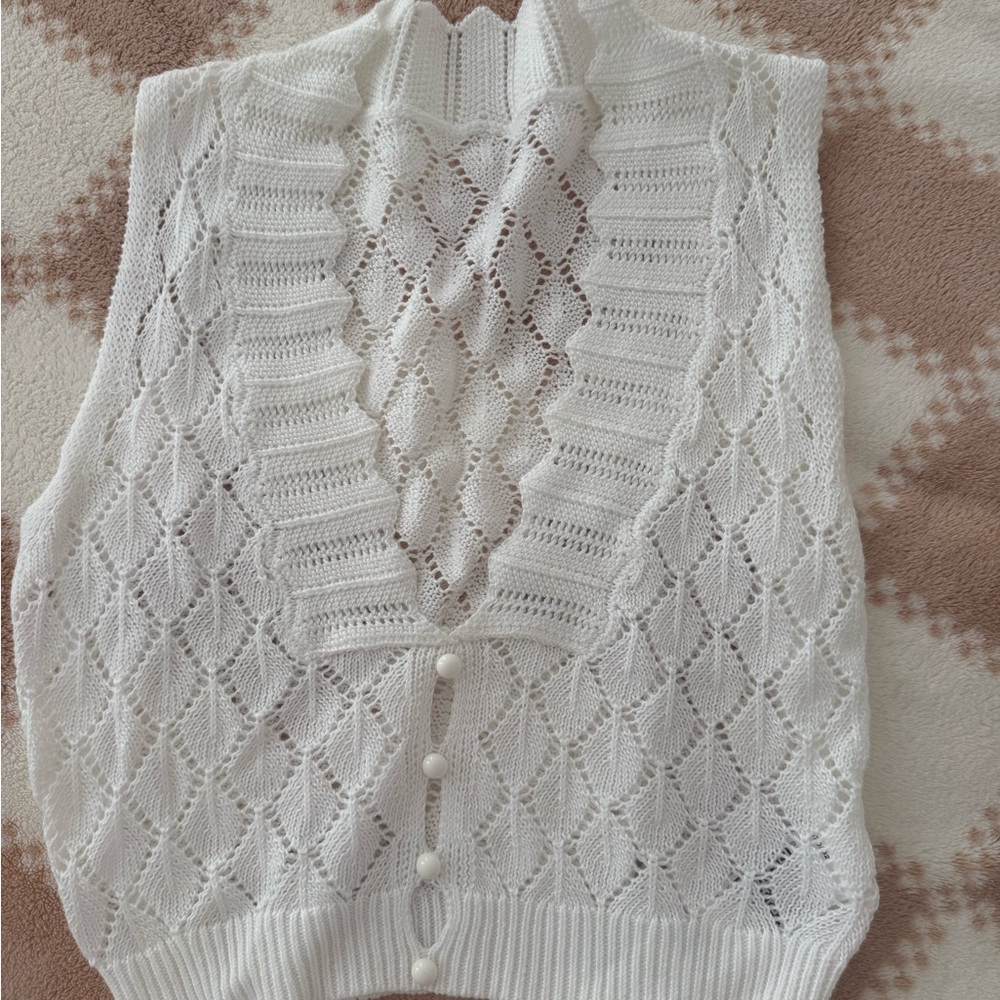 Amazon White Knit Cowl Sweater Vest